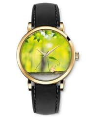 SPRAWL Aanalog Fashion Series Gold Ladies Watches of Genuine Black Leather Strap,Unique Wrist Watch for Women Girls Designed with Sleeping snail