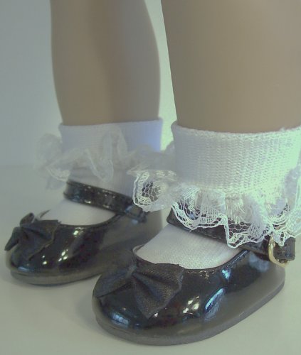 Black Patent Bow Doll Shoes for 18 Inch Dolls, and American Girl