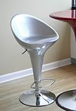 Baxton Studio Plastic Adjustable Bar Stools, Silver, Set of 2