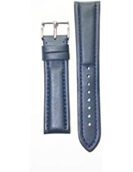 22mm Padded Blue Soft- Breitling Style with Matching Leather Lining and S/S Heavy Buckle