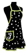 Black & White Polka Dot Monogram Apron with Lime Trim - P