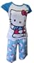 Waving Hello Kitty Blue Fleece Knee Length Pajama Set for women