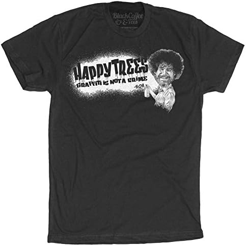 Graffiti Art - Bob Ross Men's T-Shirt - Black - Large