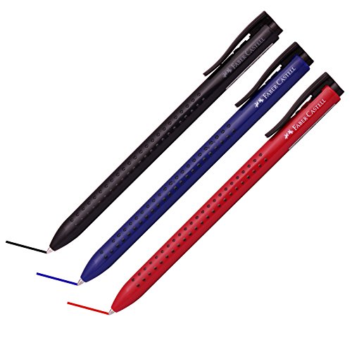 Faber Castell Grip 2022 Ballpoint Pen 0.7 mm Blue/Red/Black Color Mix (Pack of 3 Pens)
