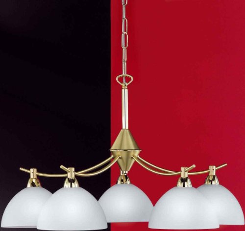 Honsel light chandelier form 5 flame, matt messing / polished