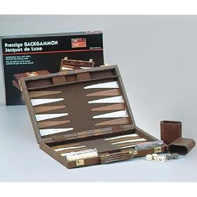 18" Brown Vinyl Backgammon Set - Backgammon Sets