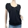 Black Ruched Bodice Scoop Neck Plus Size Top