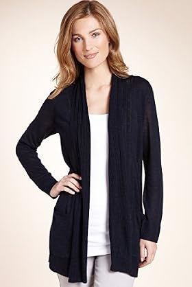 Edge to Edge Ribbed Longline Cardigan with Linen