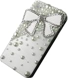 Bling Crystal White Bow Pearl Case Cover for Iphone 4 & 4s Made w/ Swarovski Elements