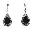 Marcasite with Black Onyx Earrings, Size: 40mm