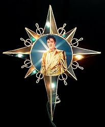 12" Lighted Elvis Presley Amber & Blue Star Christmas Tree Topper