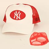 New York Yankees Snap Back Trucker Style Adjustable Baseball Hat - Red / White