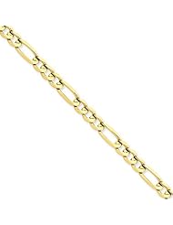 7.00 mm Solid 14K Yellow Gold High Polish Classic 3 + 1 Figaro Link Chain Necklace - 24 inches
