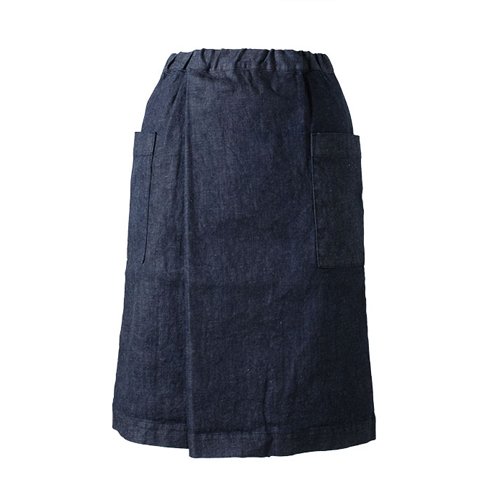 (トラバイルマニュエル)TRAVAIL MANUEL コットンリネン デニムラップスカート 551011