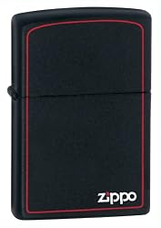 Zippo Black Matte Lighter with Border
