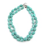 Sterling Silver Turquoise Double Strand Necklace with Toggle Closure,17.5