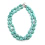 Sterling Silver Turquoise Double Strand Necklace with Toggle Closure,17.5"