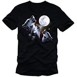Coole-Fun-T-Shirts Herren T-SHIRT THREE WOLF MOON, schwarz