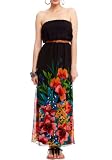 2B Strapless Print Belted Maxi Dress