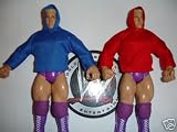 WWE WRESTLING FIGURE ACCESSORIES (CLOTHING) 2 HOODED TOPS FOR FIGURES RED & BLUE