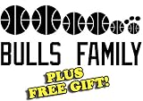 16" x 6.75" Bulls Basketball Family Vinyl Sticker Decal [Die-cut, White] + with Free Basketball Pencil