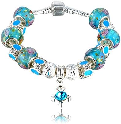 Enter Sandman Alloy Bracelet Silver Charm Enamel Women Jewelry Bracelets With Blue Crystal Pendant Pa-Br0004-1