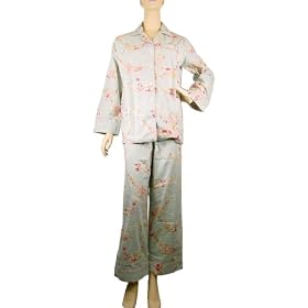 Buy Mas d'Ousvan Rosalie Blue Pink Roses Pajamas Pure Cotton ~ 3 sizes by Couleur Nature
