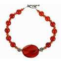 Handmade Carnelian Bracelet With Silver Floral Beads
