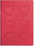 Pink Embossed Hearts Leather Journal Diary, Lined, 6x8"