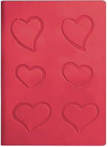 Pink Embossed Hearts Leather Journal Diary, Lined, 6x8"