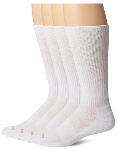 Dockers Men's 4 Pack Performance Mesh Top Crew Socks, White, 10-13 Sock/6-12 Shoe
