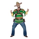 Mens Plus Size Costume Tequila Pop'n Dude Costume Mexican Poncho Sombrero Hat South of the Border