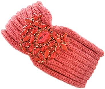 Aris Cozy Chic Jeweled Aspen Stretch Knit Headband (Coral)