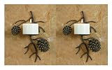 Set of Two Pinecone Pine Cone Candle Wall Sconce Lodge Home Decor