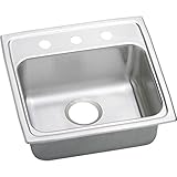 Elkao|#Elkay LRADQ1919401 18 Gauge Stainless Steel 19.5 Inch x 19 Inch x 4 Inch single Bowl Top Moun