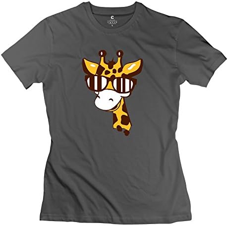 Women's Giraffe Cool Sunglasses Cotton T-Shirt M DeepHeather