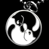 Pet Supplies : CAT PENDANT MEDAL YING YANG FELINE CLUB CHARM WITH CHAIN NECKLACE