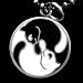 CAT PENDANT MEDAL YING YANG FELINE CLUB CHARM WITH CHAIN NECKLACE
