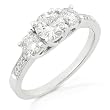 Three Stone Round Brilliant Diamond Ring 4/5ctw (HI/I1) in 14k White Gold