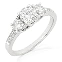 Three Stone Round Brilliant Diamond Ring 4/5ctw (HI/I1) in 14k White Gold