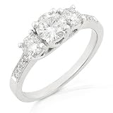 Three Stone Round Brilliant Diamond Ring 4/5ctw (HI/I1) in 14k White Gold