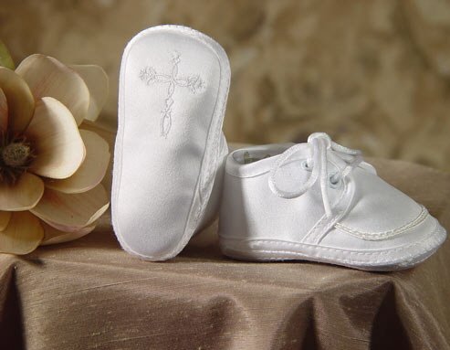 Boy's Satin Shoe with Embroidered Celtic Cross Size 3