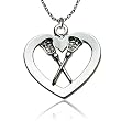 Silver Lacrosse Heart & Sticks Necklace