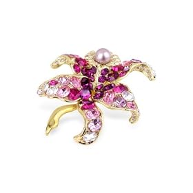 AZ Collection Pink and Amethyst Swarovski Crystal Flower Brooch by AZ Collection