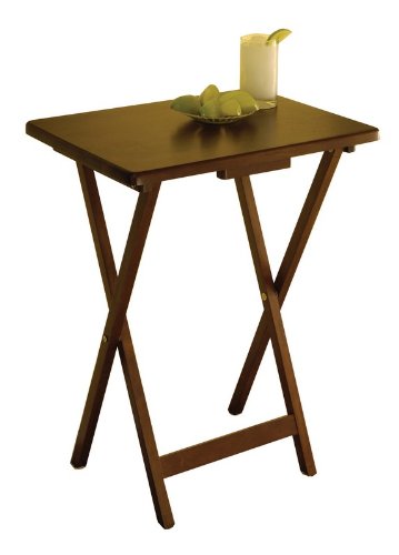 Set Of 4 Walnut Finish Tv Tray Tables