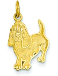 14K Yellow Gold Beagle Dog Charm Pendant Jewelry