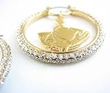 Disney Couture Gold Plated  Cinderella  Pave Clear Crystals Dangle Hoop Earrings ! 08 Kidada Jones...