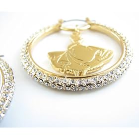 Click here to buy Disney Couture Gold Plated  Cinderella  Pave Clear Crystals Dangle Hoop Earrings ! 08 Kidada Jones... by Disney.