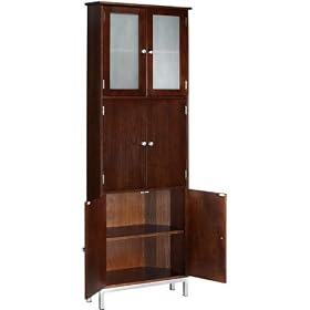 Amanda Corner Double Tall Cabinet, SIX-DOOR, DARK BROWN
