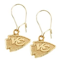 14K Yellow Kansas City Chiefs NFL Logo Dangle Earrings